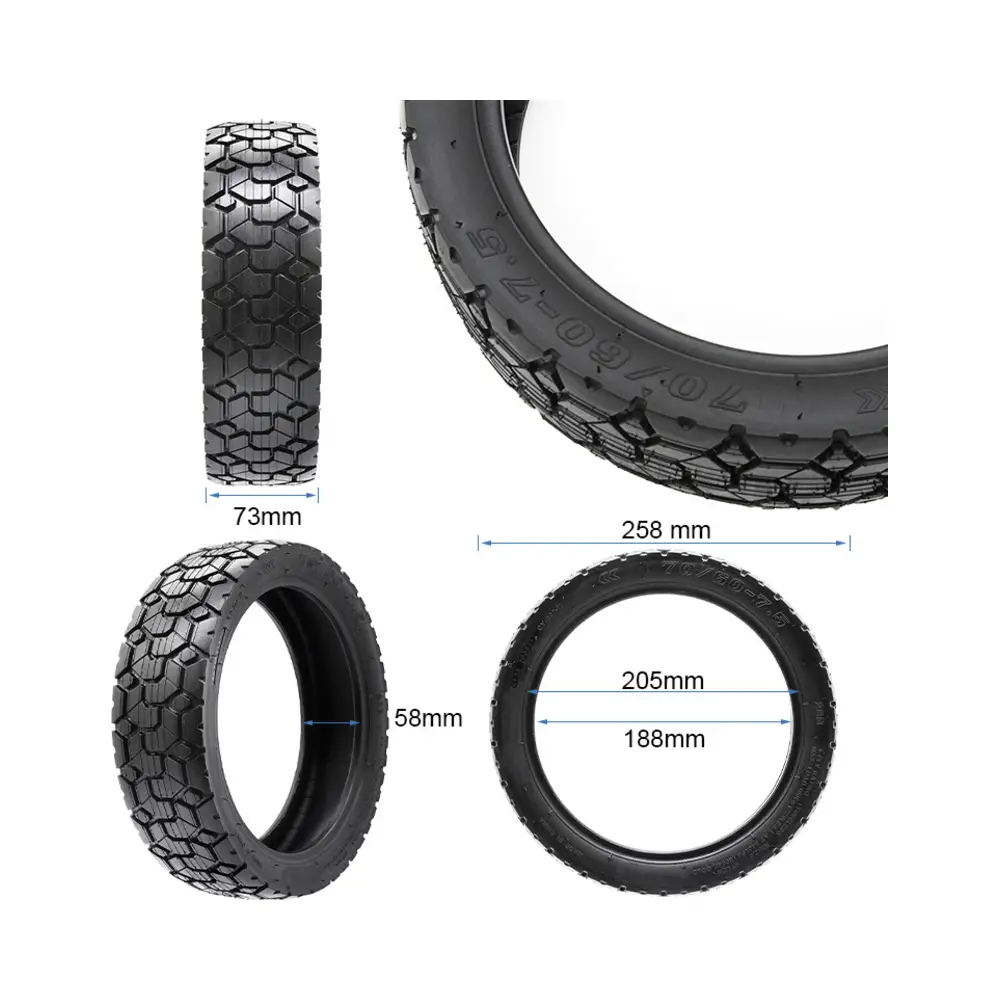 Neumático Tubeless Rhinotrack 70/60-7.5 para Patinete Eléctrico - medidas del neumático