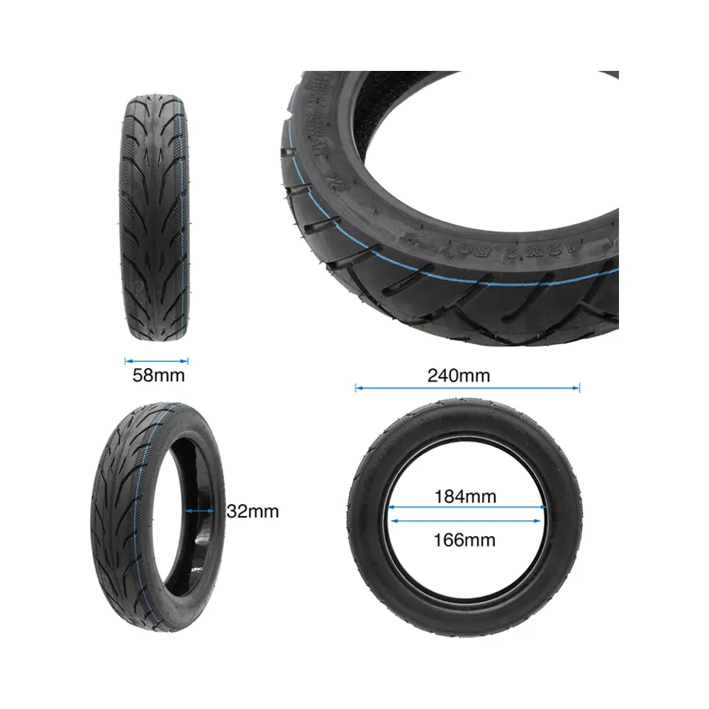 Neumático Tubeless Yuanxing 10x2.125-6.5 con Gel para Patinete Eléctrico - medidas del neumático