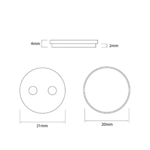 Esquema de dimensiones de las pastillas de freno de resina orgánica para Patinete Eléctrico Xiaomi, muestra diámetro estándar de 21 mm y grosor de 4 mm.