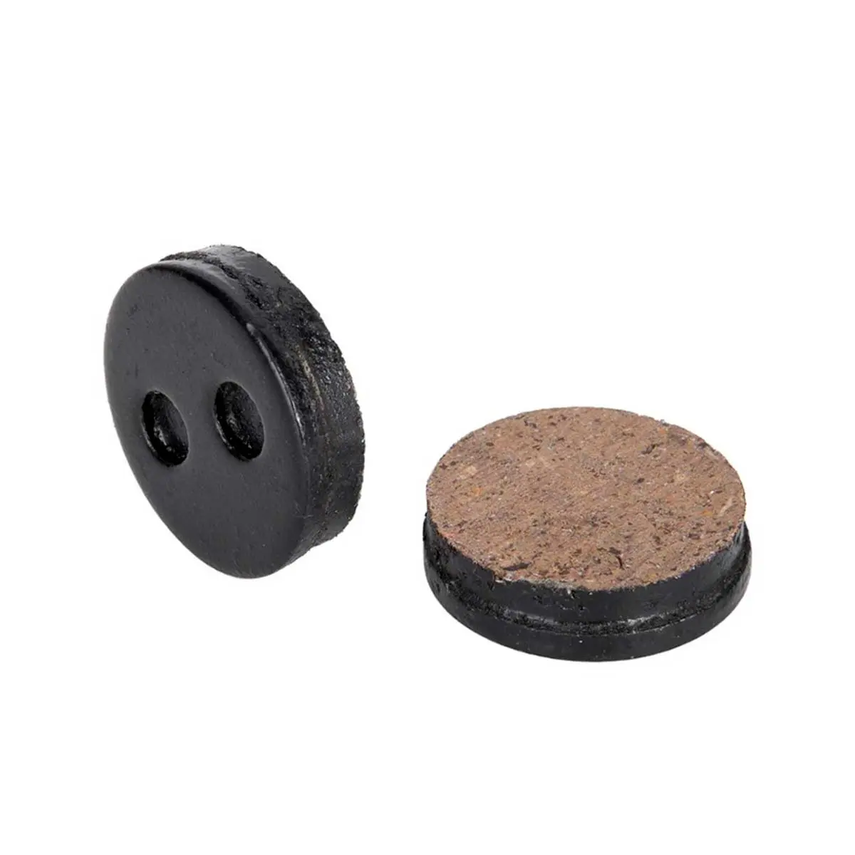 Vista posterior de las pastillas de freno redondas de resina negra para Patinete Eléctrico Xiaomi M365, compatibles con modelos clásicos y PRO.