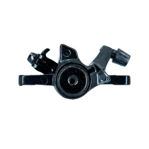 Vista posterior de la pinza de freno negra para Patinete Eléctrico Smartgyro K2, muestra su robusto diseño mecánico y anclaje a 71 mm.