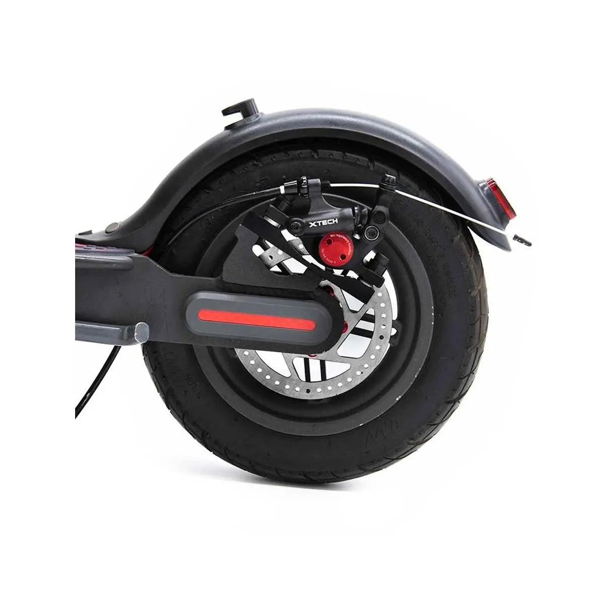 Pinza Xtech HB-100 negra de perfil para Patinete Eléctrico mostrando el sistema híbrido de freno semihidráulico con doble pistón.