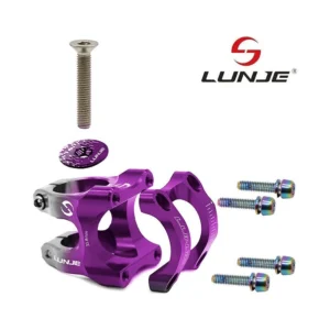 Potencia 31 8mm ewpm 003 morado gris compatible con patinete y bicicleta: vista de cerca y acabado de nivel premium.