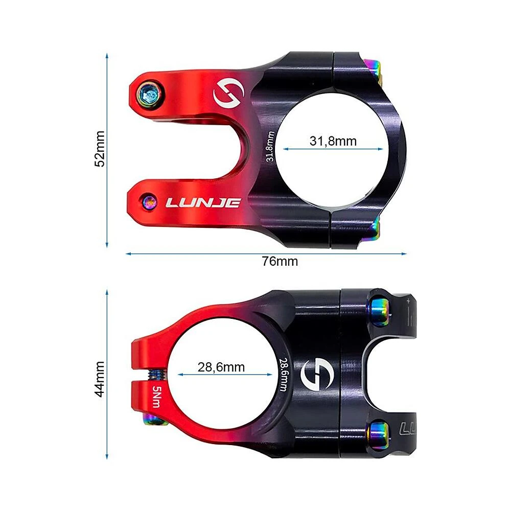 Potencia 31 8mm ewpm 003 negro rojo compatible con patinete y bicicleta: cotas para un ensamblaje preciso.