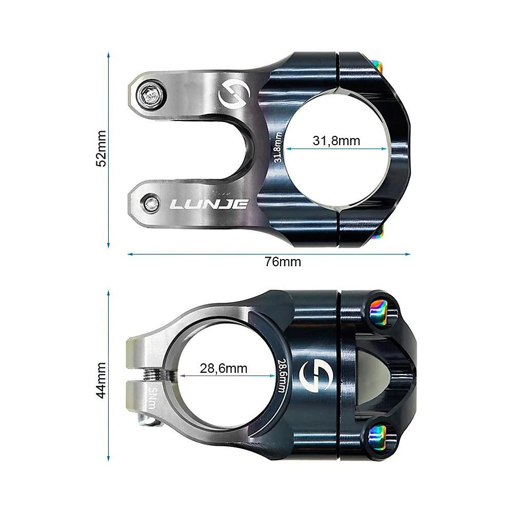 Potencia 31 8mm negro gris compatible con patinete y bicicleta: cotas para un acoplamiento preciso.