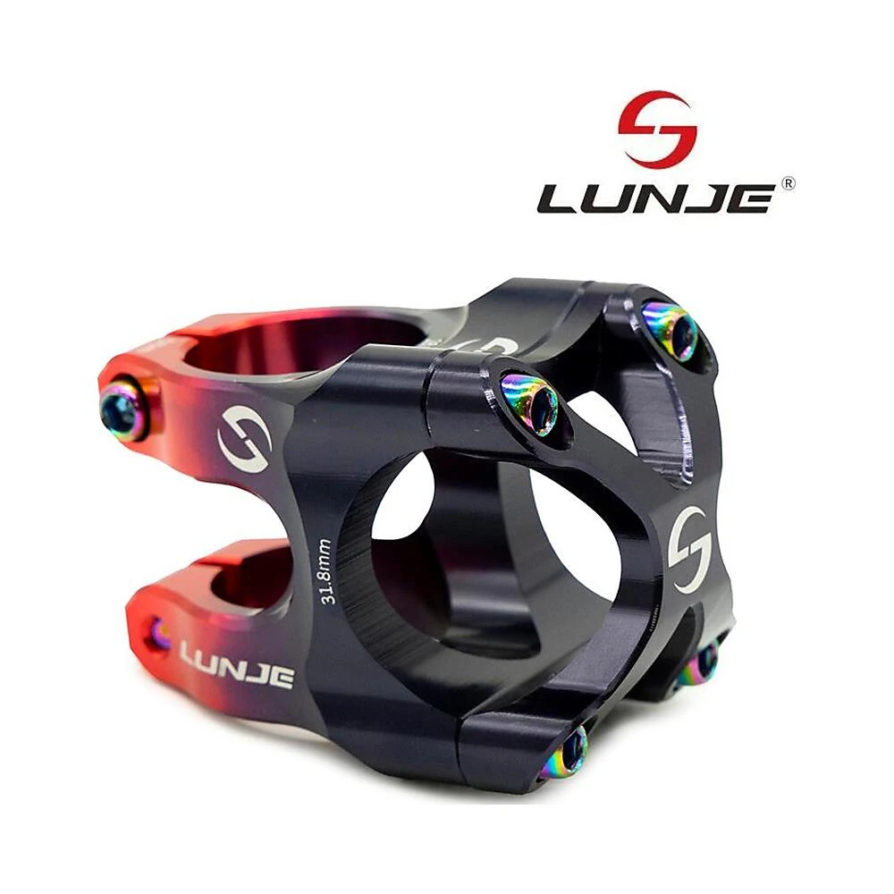 Potencia 31 8mm negro rojo compatible con patinete y bicicleta: parte esencial destacado por su aguante estructural.