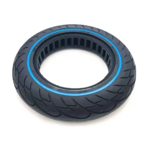 vista superior de la rueda maciza 10x2.125 nedong línea azul para patinete eléctrico, ofreciendo mayor durabilidad y sin riesgo de pinchazos, en OmmviShop.