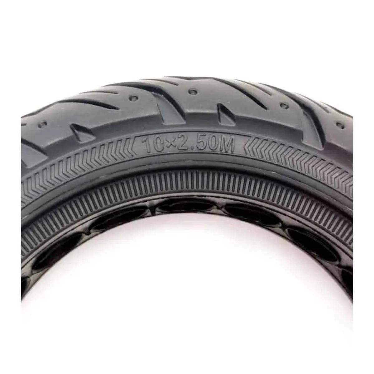 vista medidas de la rueda maciza 10x2.5 (60/70-6.5) cityroad para patinete eléctrico, ofreciendo alta resistencia y ausencia de pinchazos, en OmmviShop.