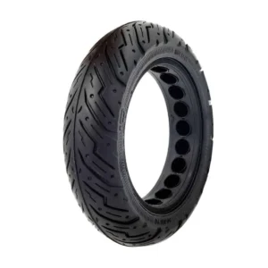 vista perspectiva de la rueda maciza 10x2.5 (60/70-6.5) cityroad para patinete eléctrico, diseñada para durabilidad y conducción sin pinchazos, en OmmviShop.