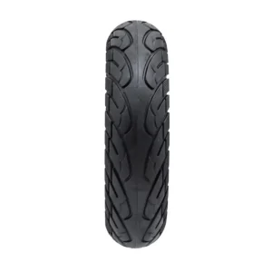 vista frontal de la rueda maciza 10x2.50 nedong línea azul bisel 34mm para patinete eléctrico, destacando su construcción perforada y compatibilidad con modelos como xiaomi, en OmmviShop.