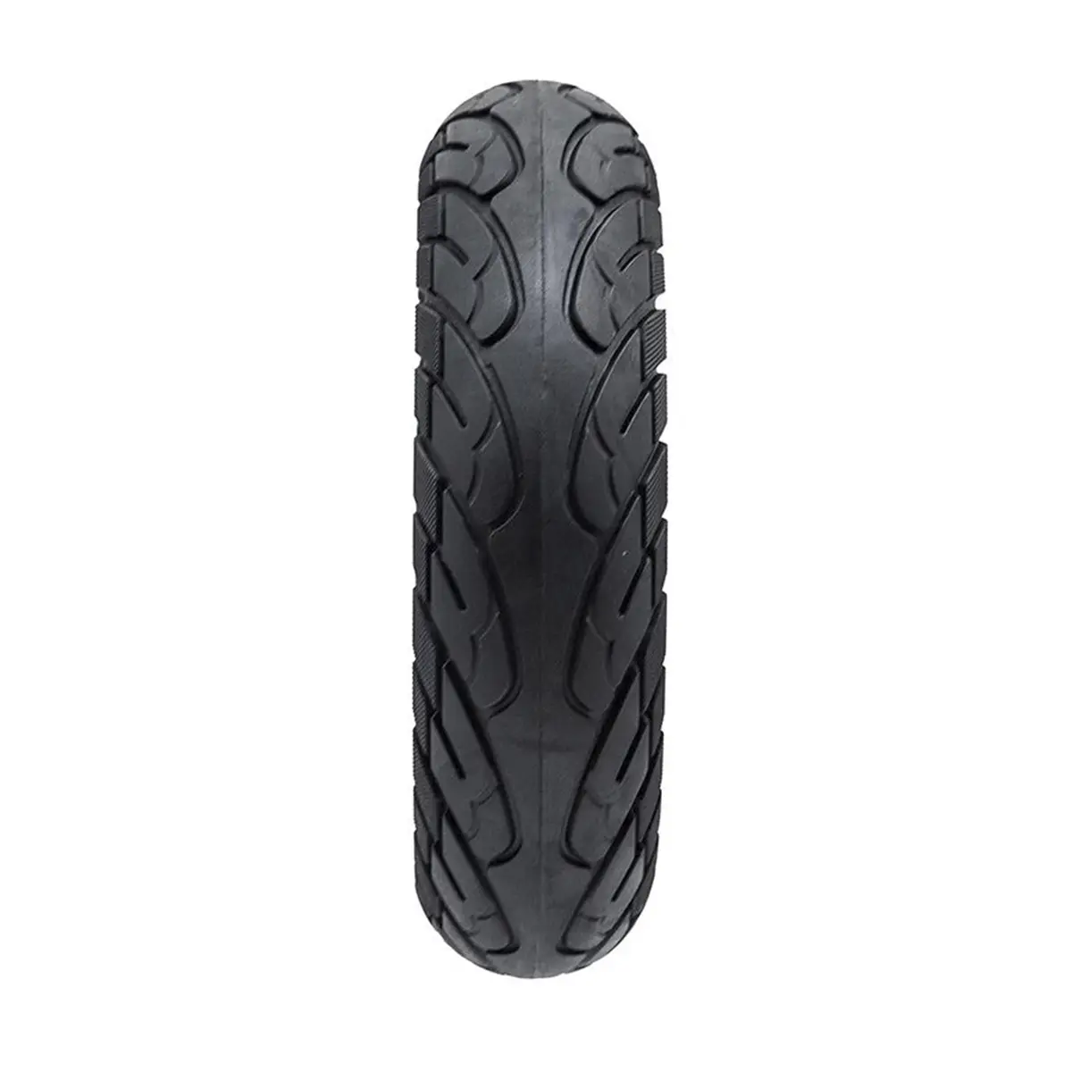 vista frontal de la rueda maciza 10x2.50 nedong línea azul bisel 34mm para patinete eléctrico, destacando su construcción perforada y compatibilidad con modelos como xiaomi, en OmmviShop.