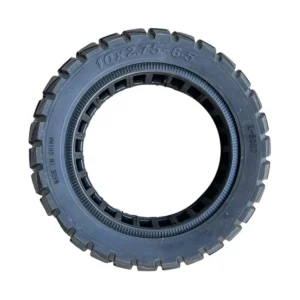 vista lateral de la rueda maciza 10x2.75-6.5 xuancheng offroad para patinete eléctrico, con construcción resistente y sin riesgo de pinchazos, en OmmviShop.