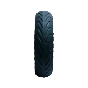 vista frontal de la rueda maciza 8.5x2 agujereada negra, construida en material resistente para patinete eléctrico, compatible con Xiaomi y Cecotec, en OmmviShop.