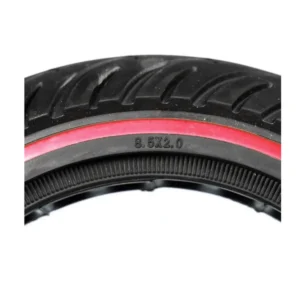 vista medidas de la rueda maciza 8.5x2 nedong en rojo para patinete eléctrico, construida en material resistente y sin riesgo de pinchazos, compatible con modelos xiaomi y Cecotec, en OmmviShop.