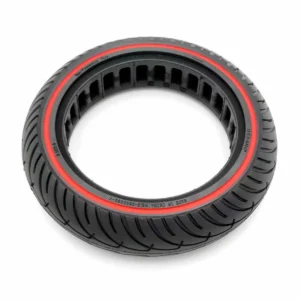 vista superior de la rueda maciza 8.5x2 nedong en rojo para patinete eléctrico, con construcción perforada y sin riesgo de pinchazos, en OmmviShop.