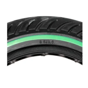vista medidas de la rueda maciza 8.5x2 nedong línea verde para patinete eléctrico, con construcción resistente y sin riesgo de pinchazos, compatible con modelos Xiaomi, en OmmviShop.