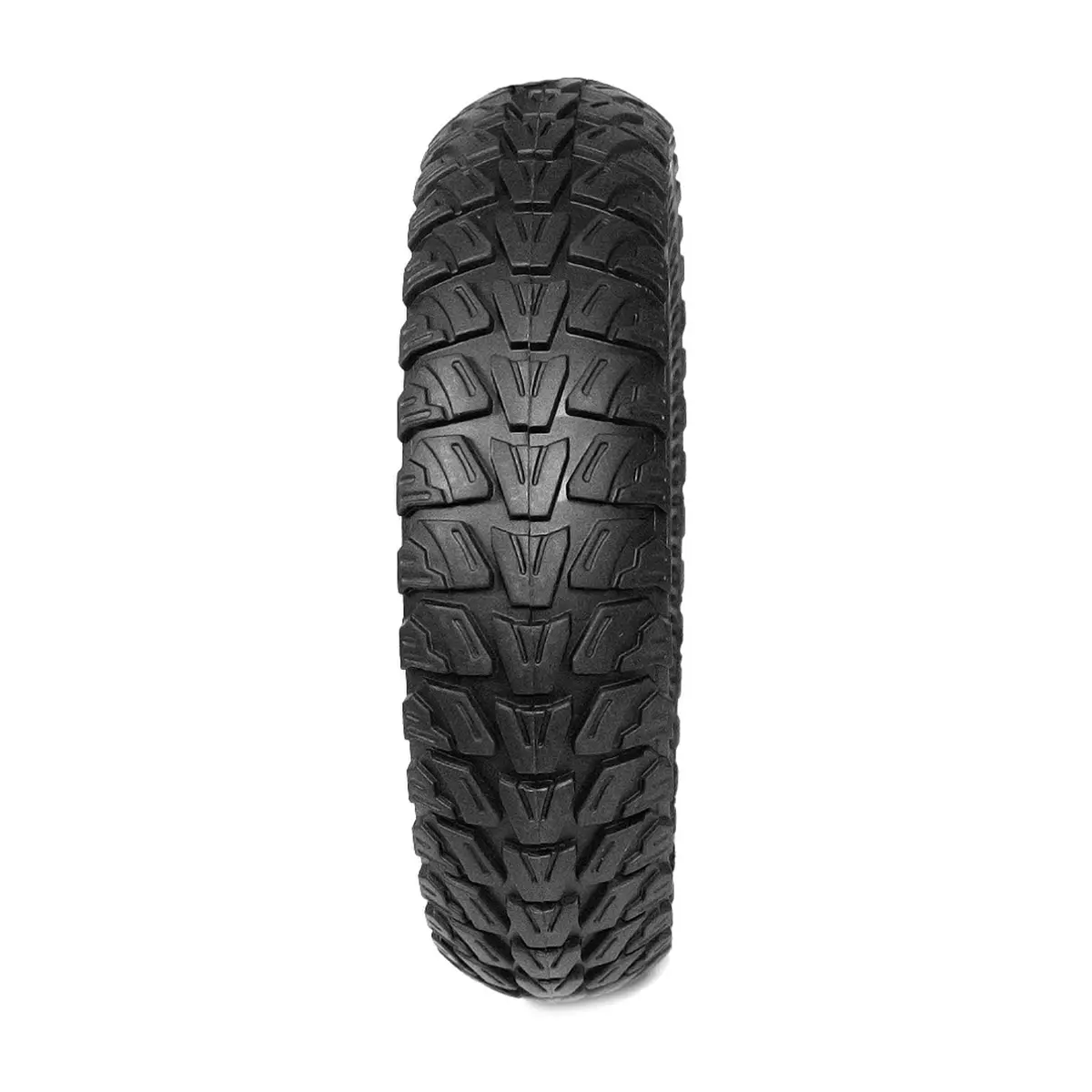 vista frontal de la rueda maciza 9x2.25 offroad para patinete eléctrico, diseñada para mayor durabilidad y sin riesgo de pinchazos, compatible con modelos como Xiaomi, en OmmviShop.