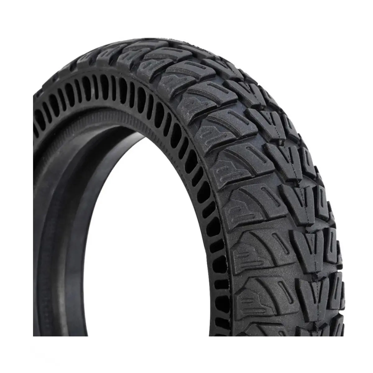 vista lateral derecha de la rueda maciza 9x2.25 offroad con agarre extremo para patinete eléctrico, diseñada para evitar pinchazos y compatible con modelos Xiaomi y Cecotec, en OmmviShop.