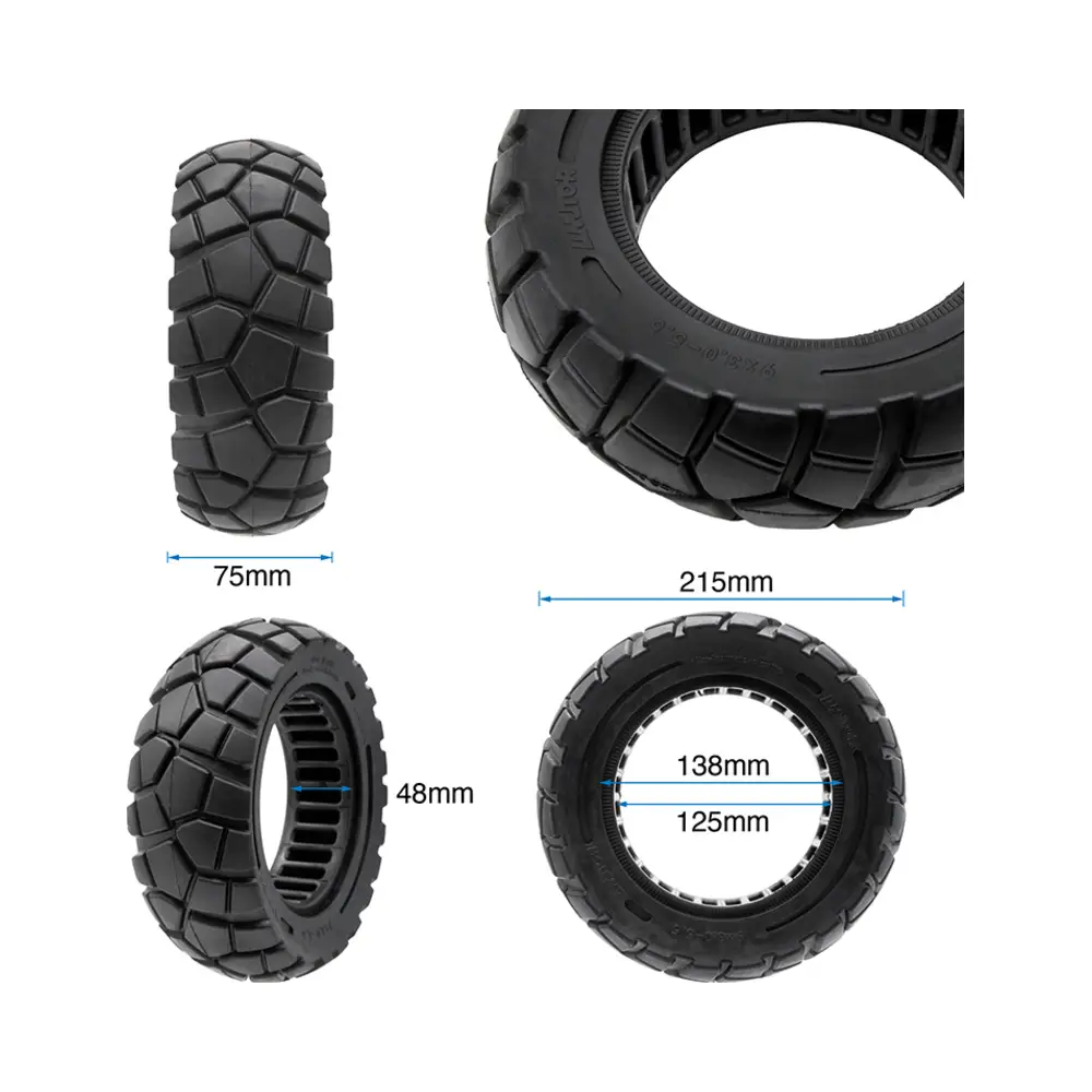 Rueda Maciza Amitor 9x3-5.5 Línea Negra para Patinete Eléctrico - medidas de la rueda