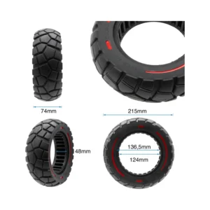 Rueda Maciza Amitor 9x3-5.5 Línea Roja/Negra para Patinete Eléctrico - medidas de la rueda