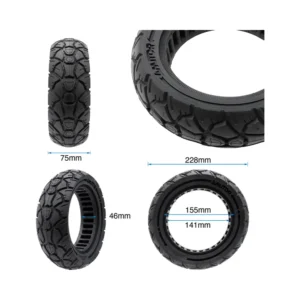 Rueda Maciza Amitor Negra 10x3.0/255x80 80/65-6 para Patinete Eléctrico - medidas de la rueda