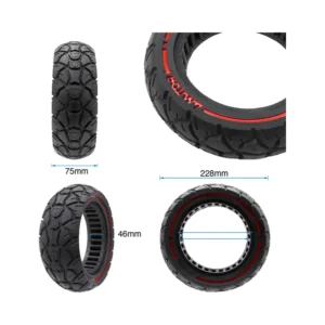 Rueda Maciza Amitor Roja 10x3.0/255x80 80/65-6 para Patinete Eléctrico - medidas de la rueda