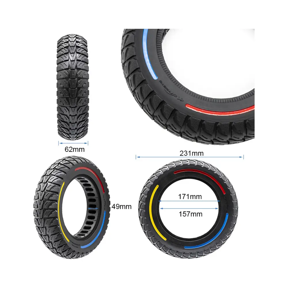 Rueda Maciza Cityneye Tricolor 10x2.5-7 para Patinete Eléctrico - medidas de la rueda