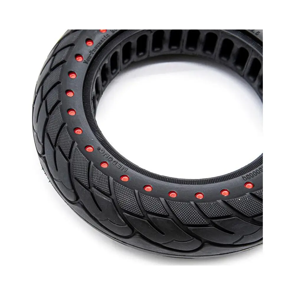 Rueda Maciza Nedong Ultraligera 10x2.5-6.1 B34 Puntos Rojos para Patinete Eléctrico - detalle lateral