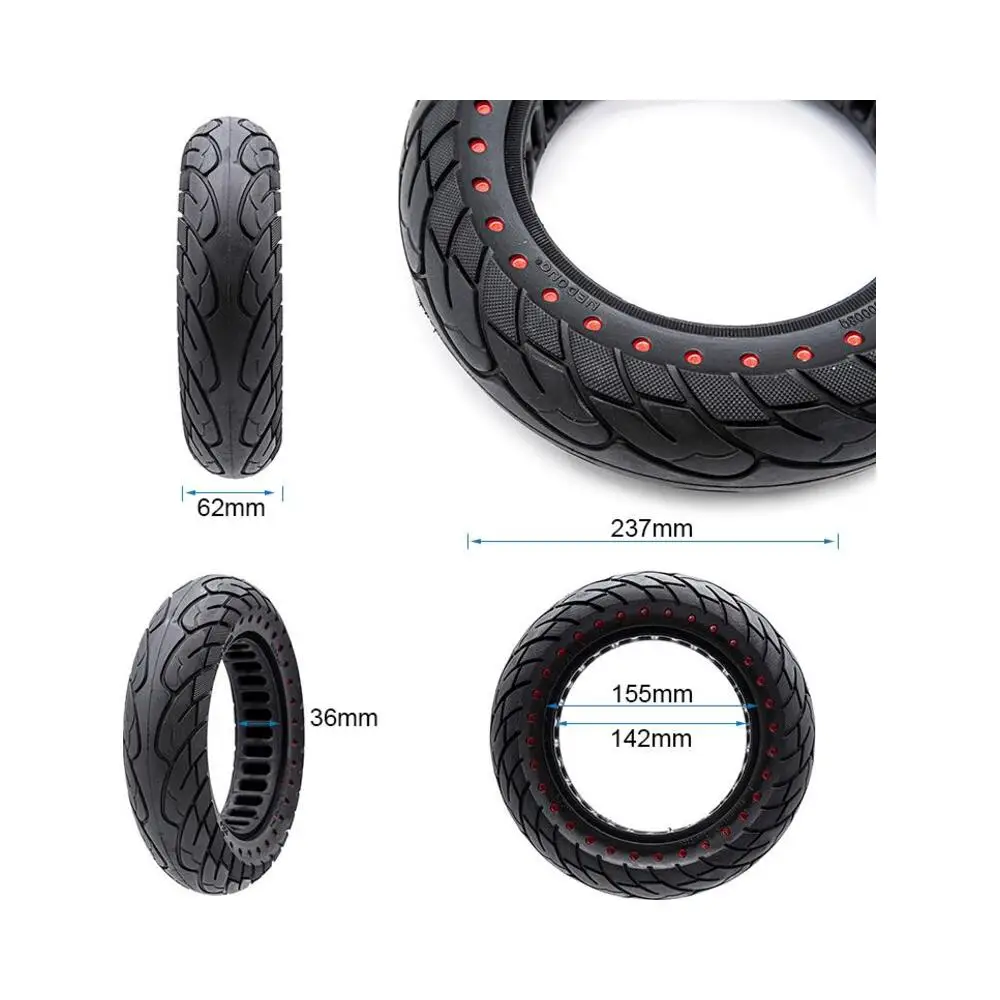 Rueda Maciza Nedong Ultraligera 10x2.5-6.1 B34 Puntos Rojos para Patinete Eléctrico - medidas de la rueda