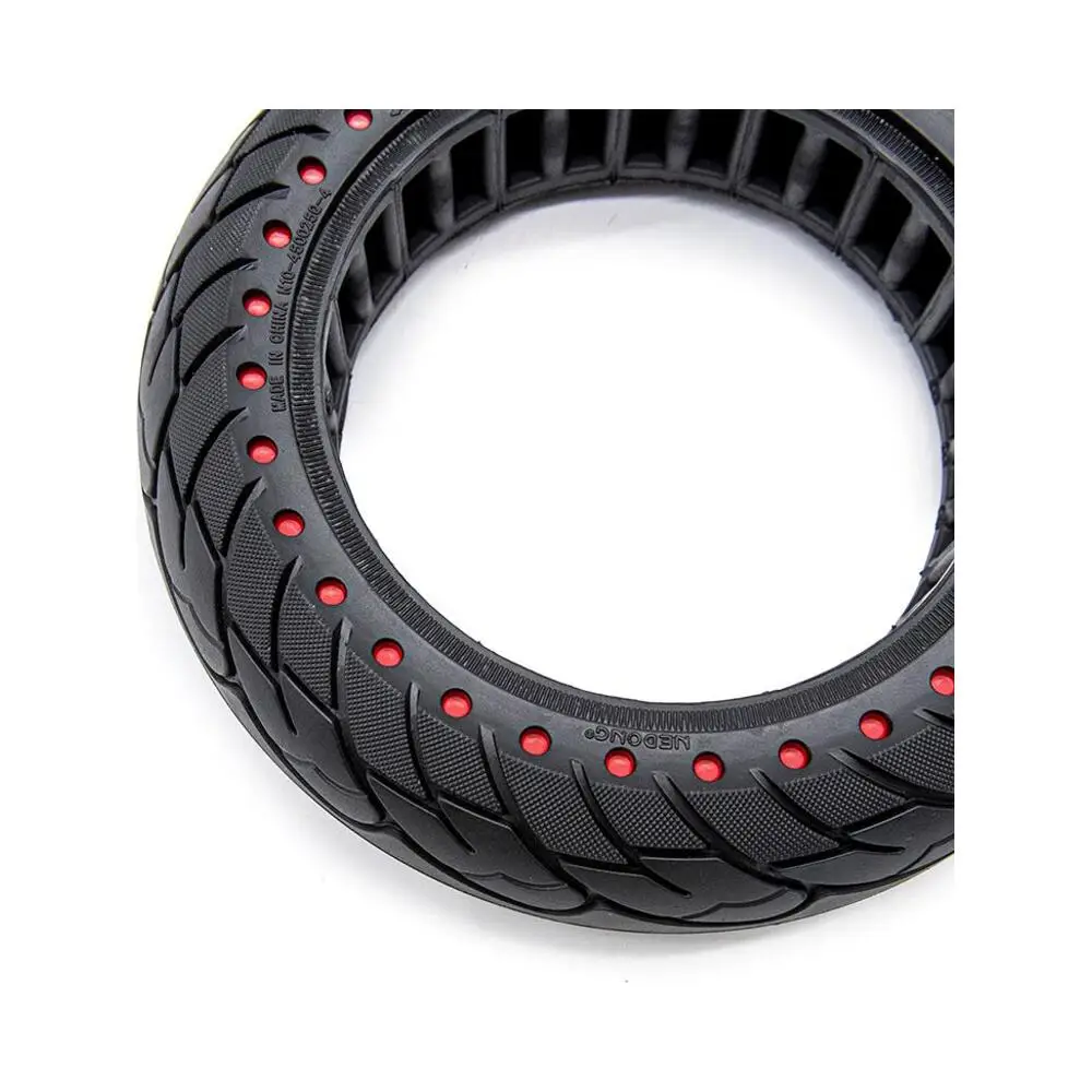 Rueda Maciza Nedong Ultraligera 10x2.5-6.1 B44 Puntos Rojos para Patinete Eléctrico - detalle lateral
