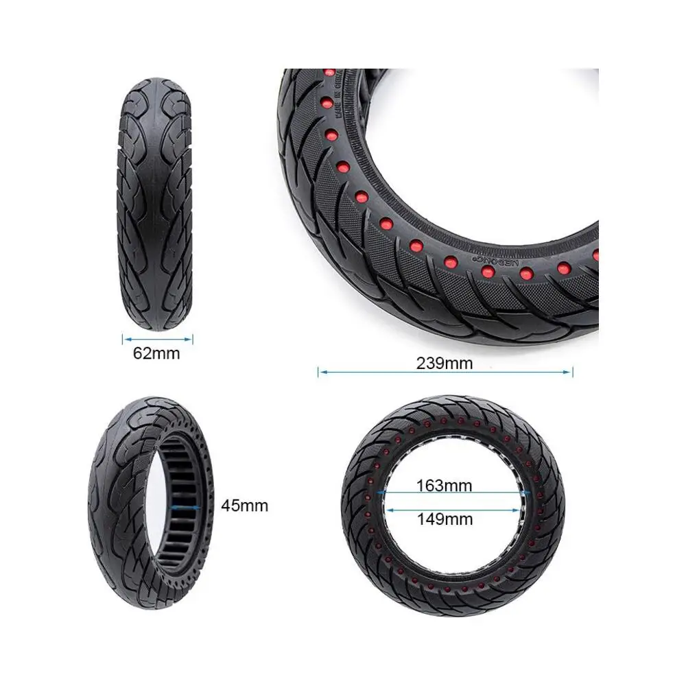 Rueda Maciza Nedong Ultraligera 10x2.5-6.1 B44 Puntos Rojos para Patinete Eléctrico - medidas de la rueda
