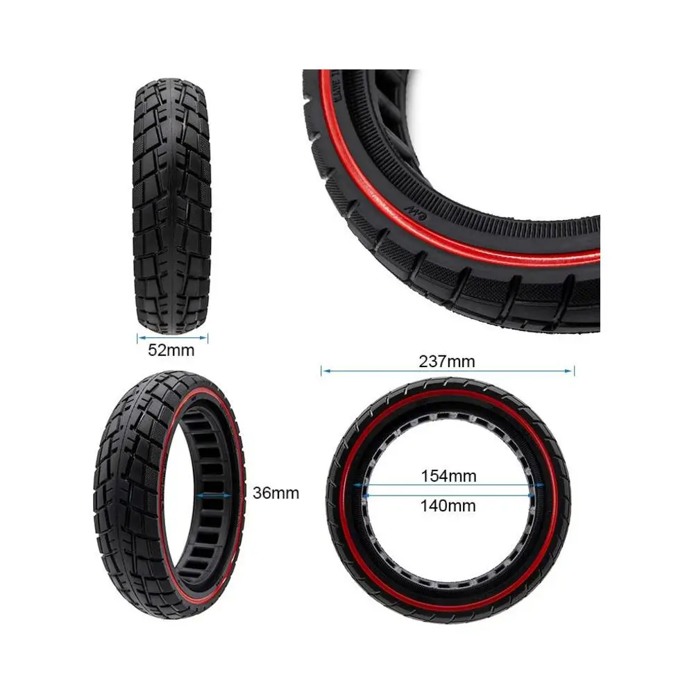 Rueda Maciza Offroad Ultraligera 10x2.125-6.1 B34 Línea Roja para Patinete Eléctrico - medidas de la rueda