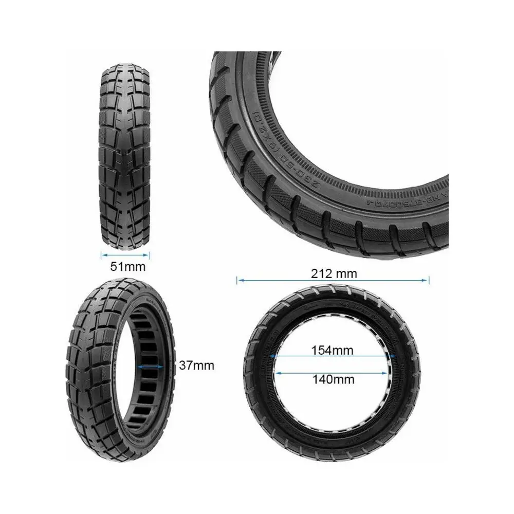 Rueda Maciza Offroad Ultraligera 230x50 9x2-6.1 B34 Línea Negra para Patinete Eléctrico - medidas de la rueda