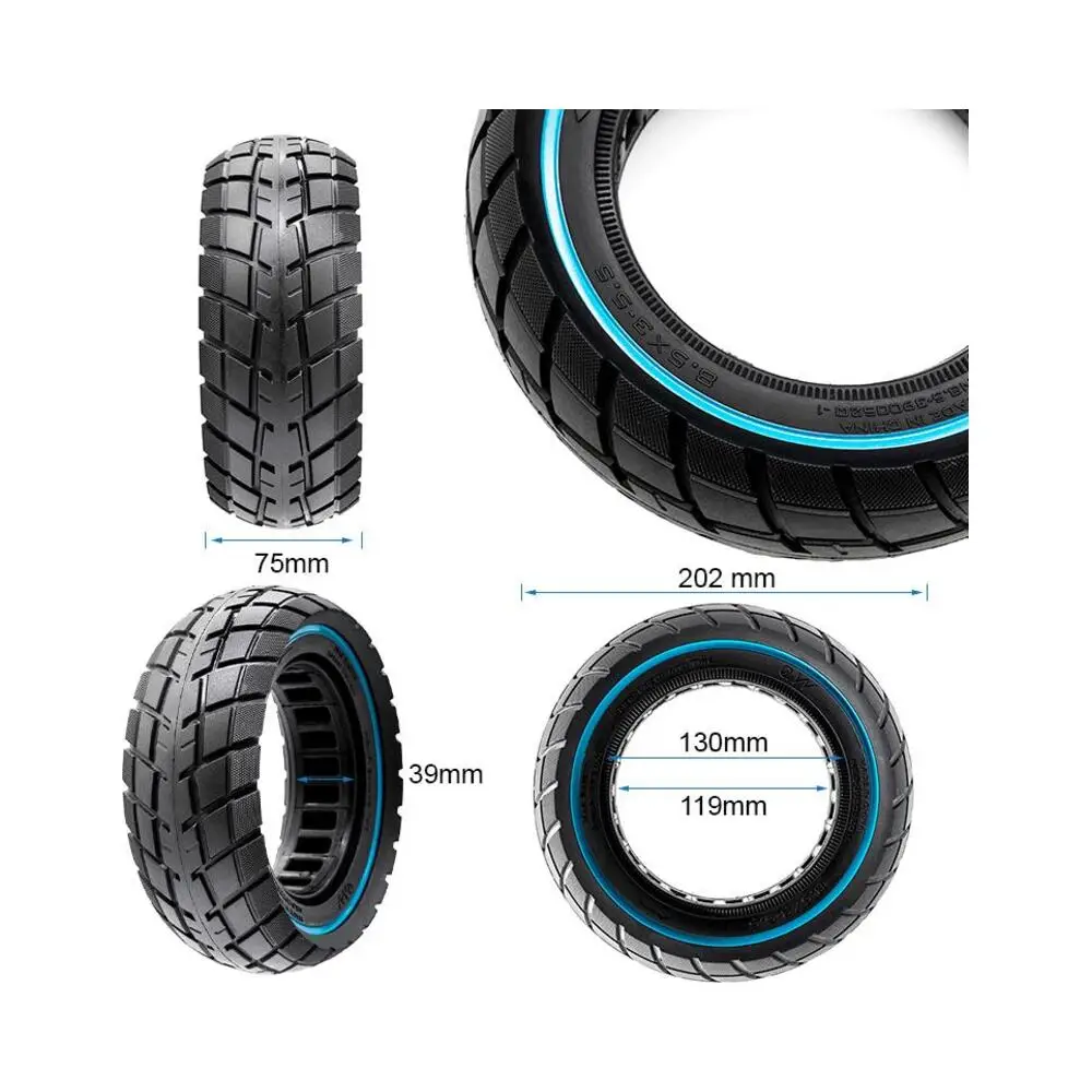 Rueda Maciza Offroad Ultraligera 8.5x3.5-5 B40 Línea Azul para Patinete - medidas de la rueda
