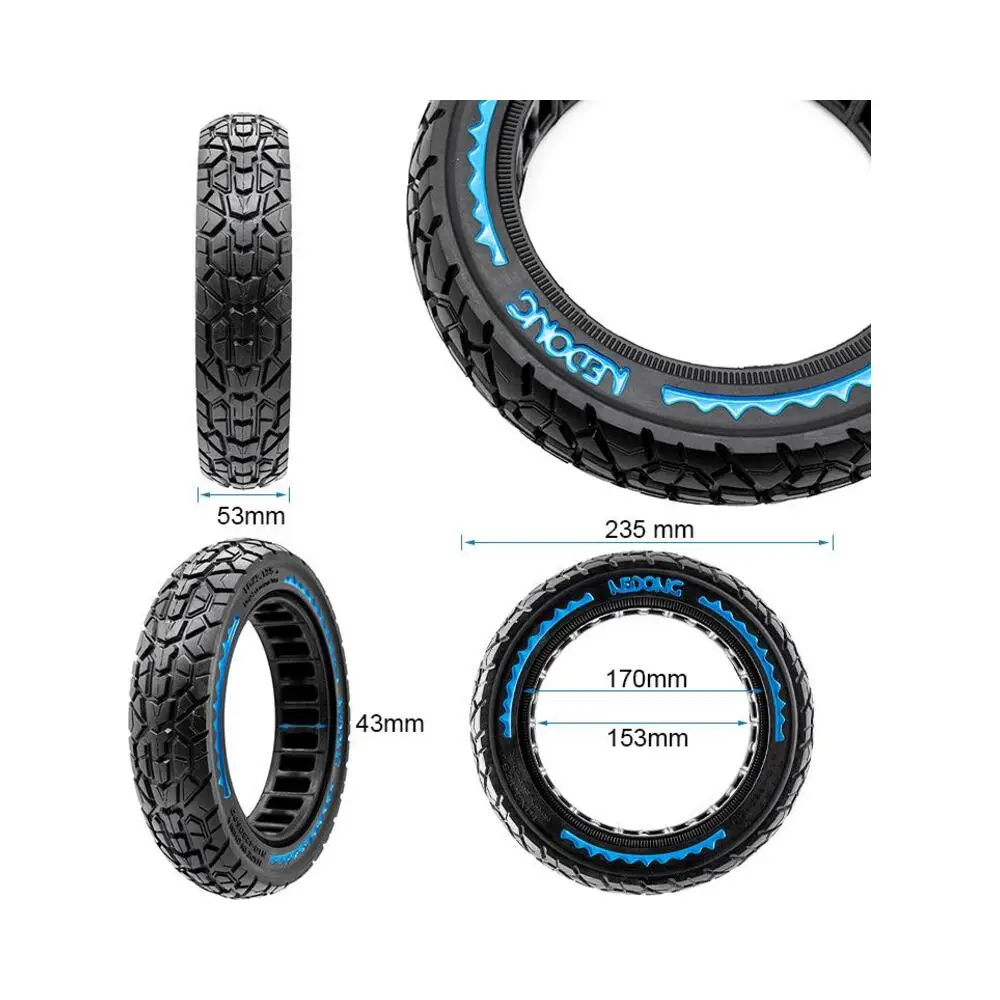 Rueda Maciza Offroad Ultraligera Nedong para Patinete Eléctrico 10x2.125-6.5 B44 Azul - medidas de la rueda