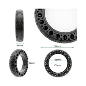 Rueda Maciza Perforada 60/70-6.5 B44 10x2.5-6.5 para Patinete Ninebot G30 - acabado del producto