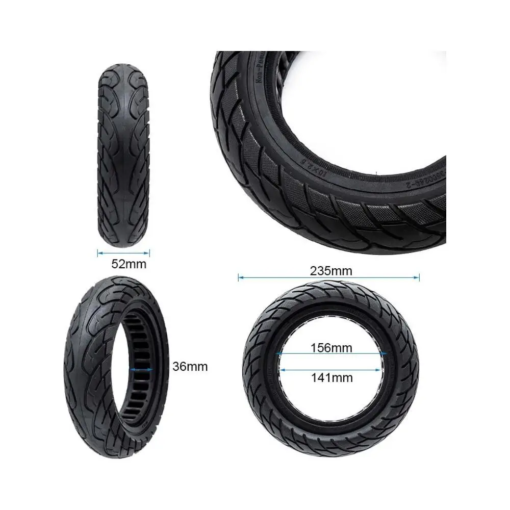 Rueda Maciza Ultraligera 10x2.125-6.1 B34 Línea Negra para Patinete Eléctrico - medidas de la rueda