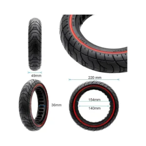 Rueda Maciza Ultraligera 9.2x2-6.1 B34 Línea Roja para Patinete - medidas de la rueda
