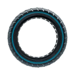 Rueda maciza ultraligera offroad 230x50 9x2 6 1 linea azul para patinete electrico: perspectiva técnica demostrando su est...