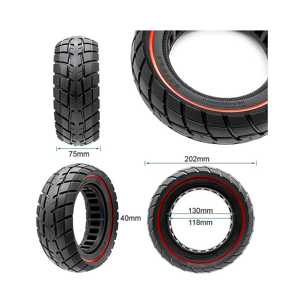 Rueda maciza ultraligera offroad 8 5x3 5 5 linea negra para patinete electrico: componente completo preparado para el rodaje.