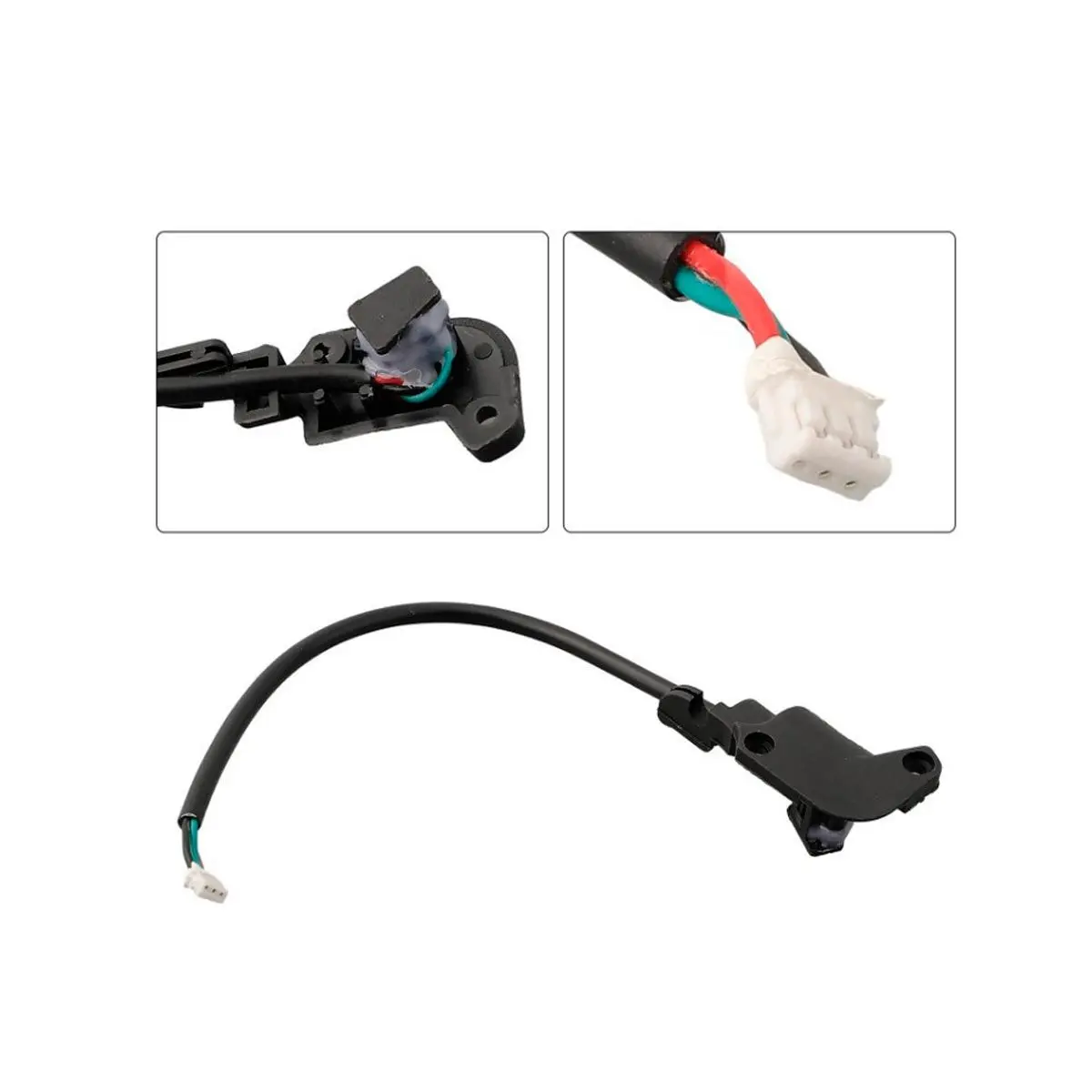 Sensor Hall para maneta de freno de Patinete Eléctrico Xiaomi, destacando su compatibilidad universal y diseño duradero con conector blanco de 3 pines.