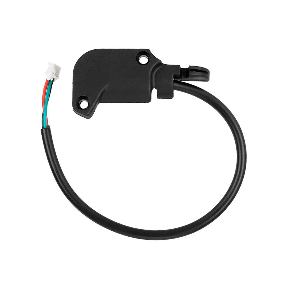 Vista frontal del Sensor Hall para maneta de freno, compatible con Patinete Eléctrico Xiaomi, mostrando su conector blanco de 3 pines y diseño lineal.