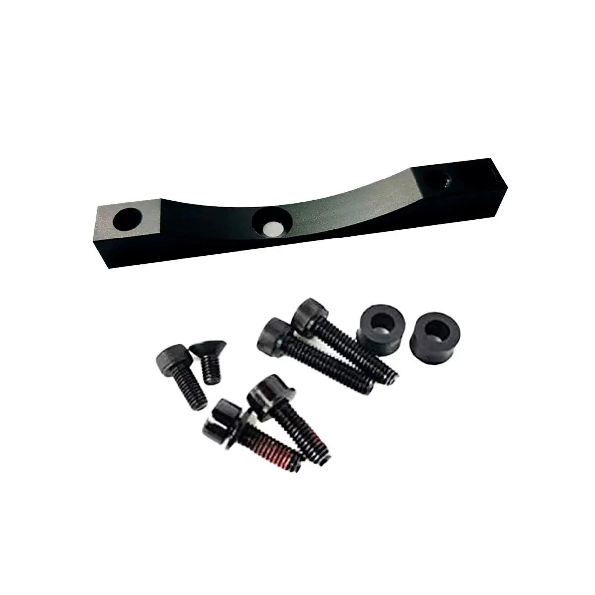 Vista frontal del soporte reforzado Xtech HB-100 negro para Patinete Eléctrico Xiaomi con acabado anodizado mate y estructura de aluminio CNC.