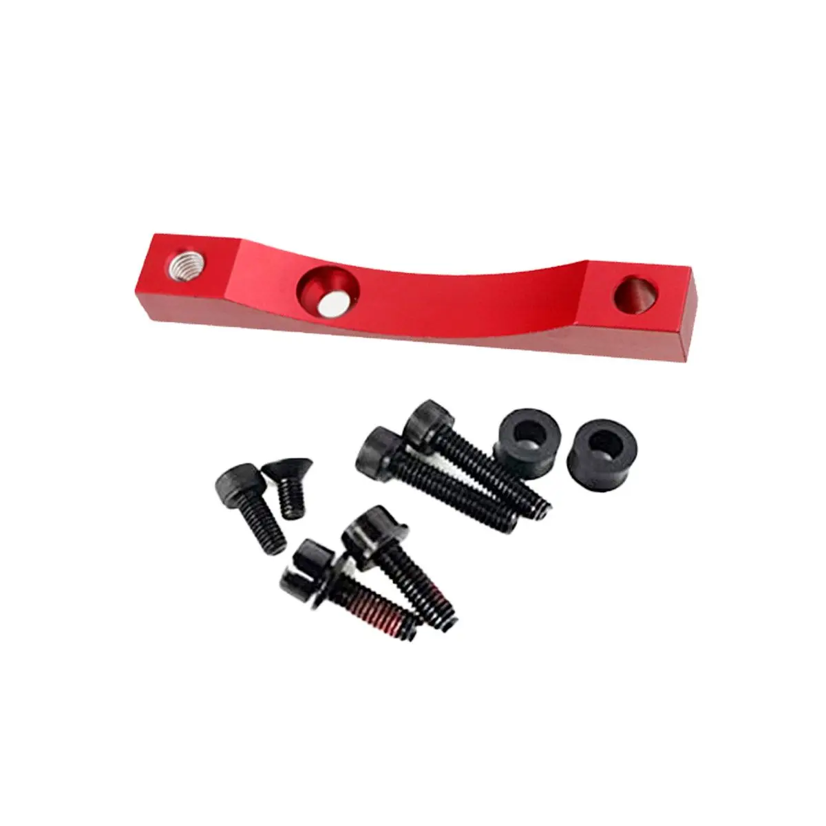 Vista frontal del Soporte Reforzado Xtech HB-100 Rojo Anodizado, diseñado en aluminio CNC para mejorar el sistema de frenado del patinete eléctrico Xiaomi.