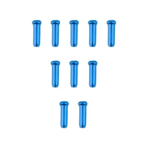 Pack de 10 terminales de freno para Patinete Eléctrico en aluminio anodizado azul, ofreciendo protección anticorrosión y un acabado limpio para sistemas universales de frenado.