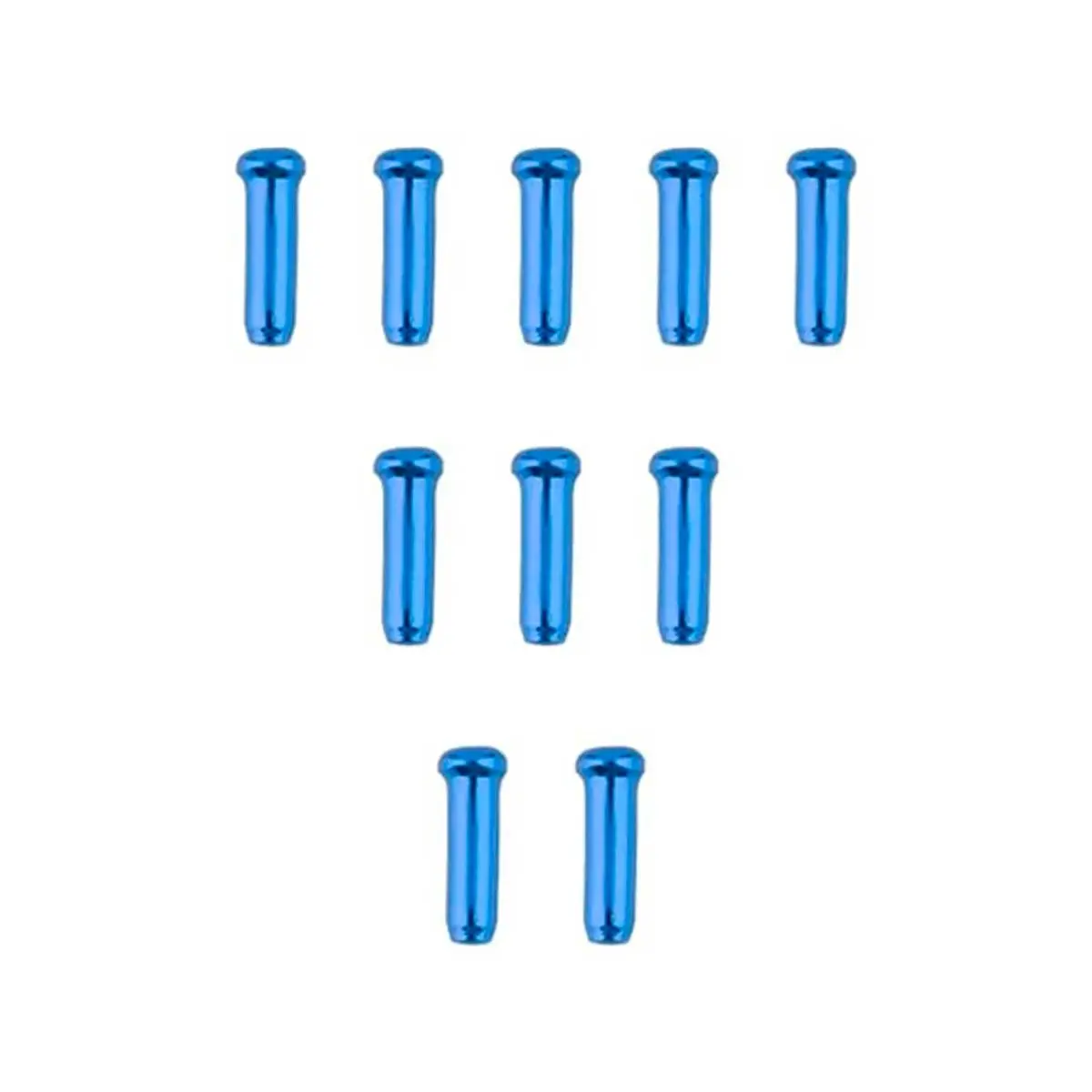 Pack de 10 terminales de freno para Patinete Eléctrico en aluminio anodizado azul, ofreciendo protección anticorrosión y un acabado limpio para sistemas universales de frenado.