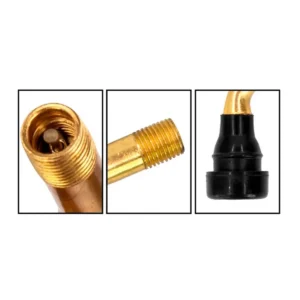 OMMVISHOP ofrece detalle de la construcción de la válvula tubeless curva PVR40 de 135° para patinete eléctrico, acabado preciso.