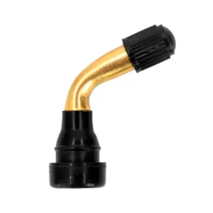 Válvula Tubeless Curva 135° PVR40 – Compatible con Ruedas de Patinete eléctrico, vista lateral con diseño metálico de alta presión en OmmviShop.