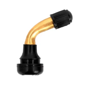Válvula Tubeless Curva 135° PVR50 – Compatible con Ruedas de Patinete eléctrico, vista frontal con diseño robusto y duradero, en OmmviShop.