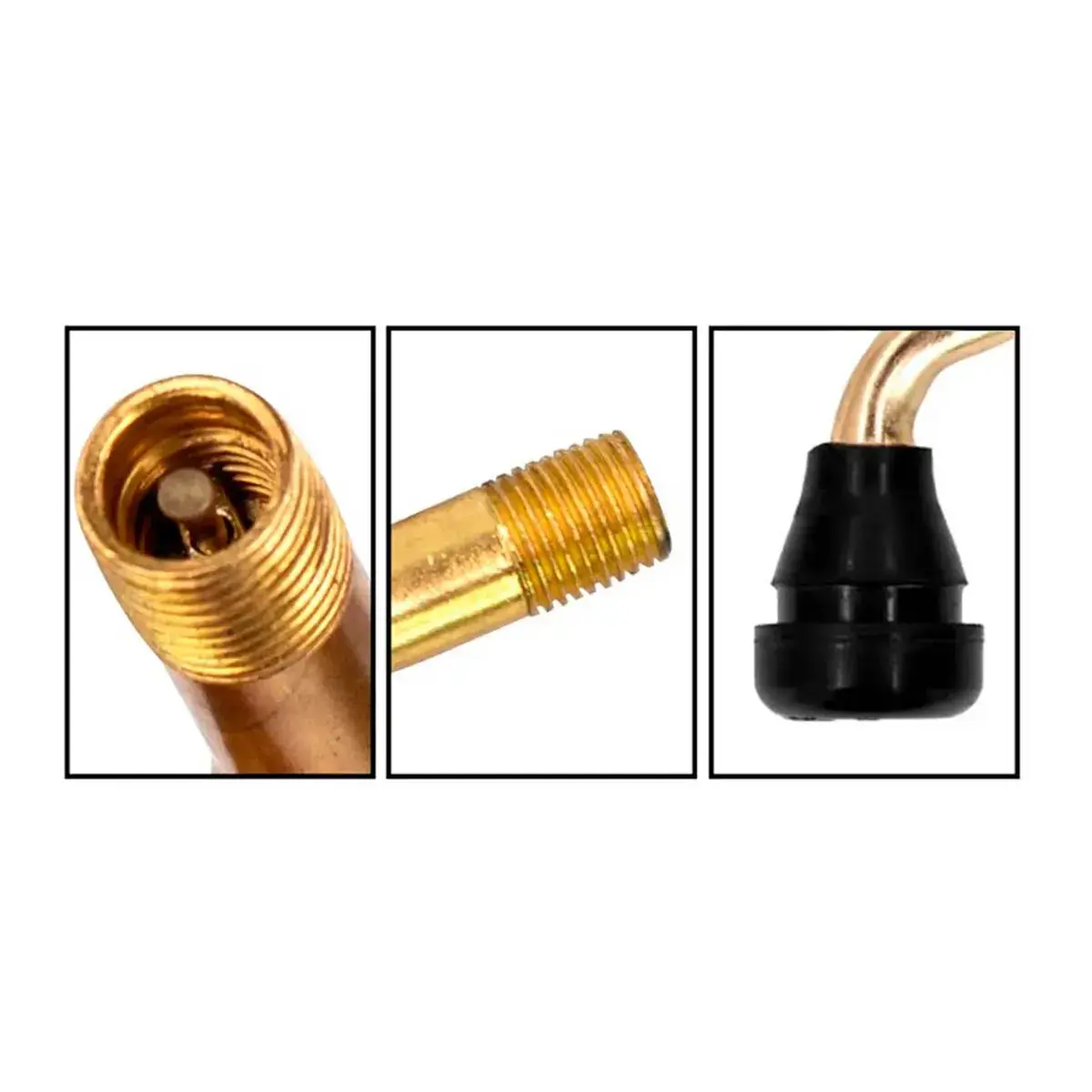 Construcción reforzada de la válvula tubeless curva PVR60 de 135° para patinete eléctrico, detalle mostrado.